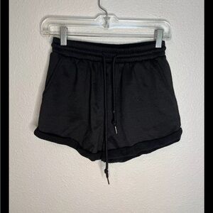 Princess Polly Black Cuffed Sweat Shorts Size 4